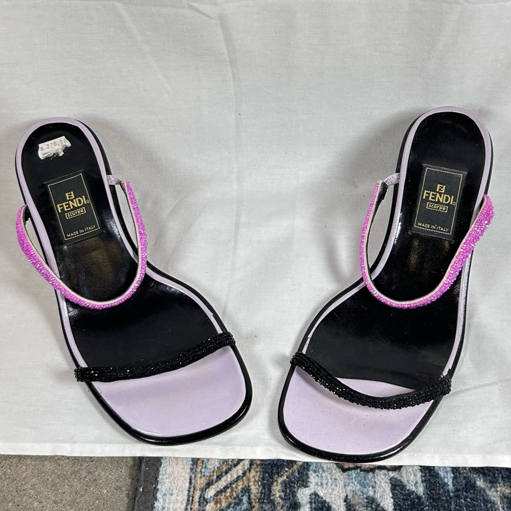 Archival Y2K FENDI Beaded Mule Heels Size 7
